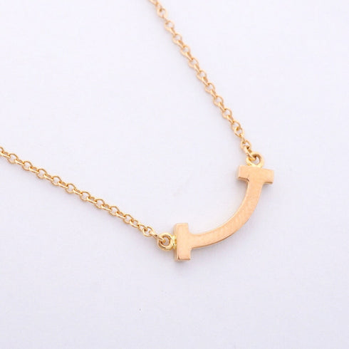 T Smile Mini Pendant Necklace 18K Rose Gold with Diamonds