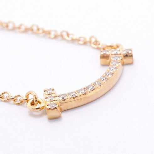 T Smile Mini Pendant Necklace 18K Rose Gold with Diamonds