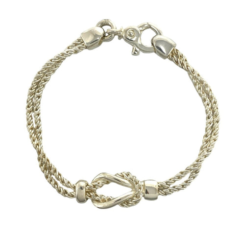 Vintage Double Rope Center Knot Bracelet Sterling Silver