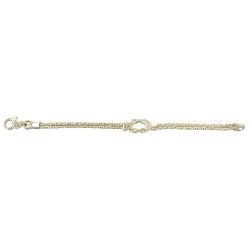 Vintage Double Rope Center Knot Bracelet Sterling Silver