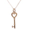 Heart Key Pendant Necklace 18K Rose Gold Mini