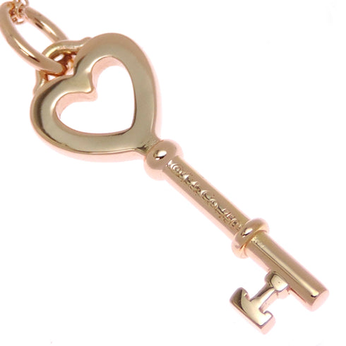 Heart Key Pendant Necklace 18K Rose Gold Mini