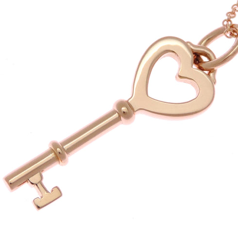 Heart Key Pendant Necklace 18K Rose Gold Mini