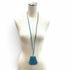 Vintage Pendant Necklace Swift Leather Blue Jean