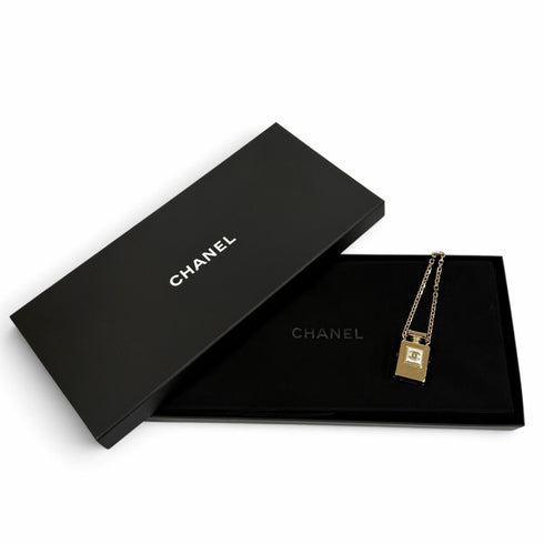 CC Logo Pendant Necklace Gold-Tone Metal