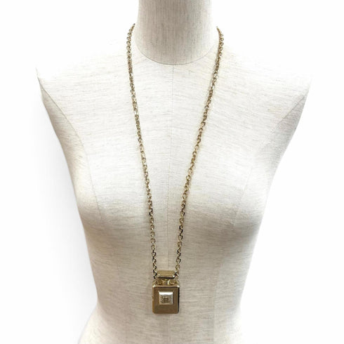 CC Logo Pendant Necklace Gold-Tone Metal