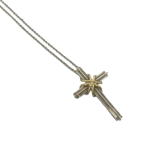 Vintage Pendant Necklace Sterling Silver and 18K Yellow Gold
