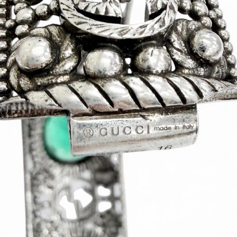 Interlocking G Flower Cat Head Bracelet Sterling Silver with Color Stone