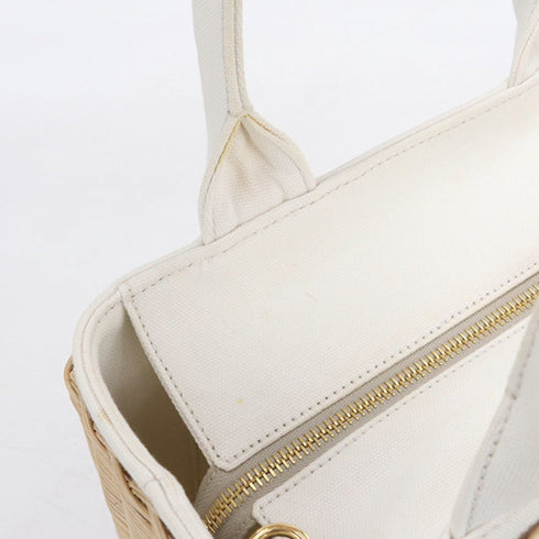 Basket Bag Wicker with Canapa Small