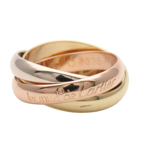 Vendome Louis Cartier Band Ring 18K Tricolor Gold
