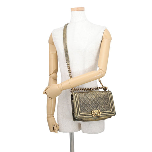 Boy Flap Bag Quilted Crackled Calfskin Old Medium