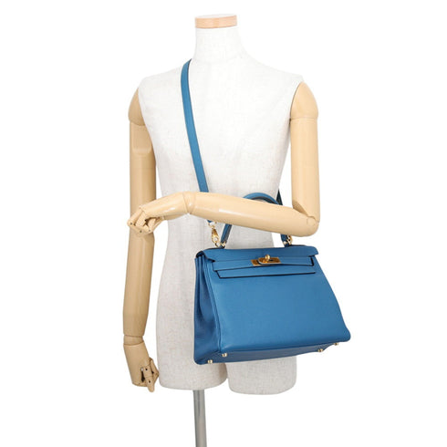 Kelly Handbag Blue Togo with Gold Hardware 28
