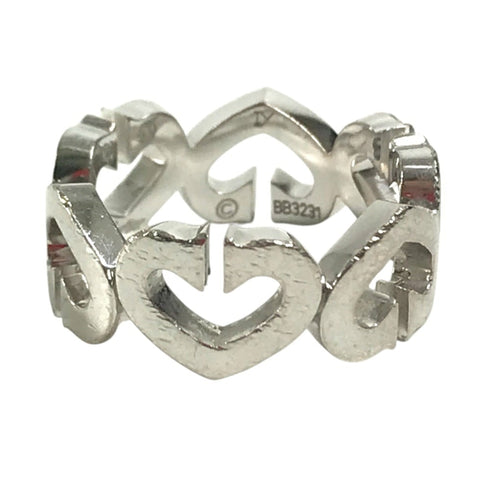 C Heart Ring Sterling Silver and 18K White Gold with Diamonds