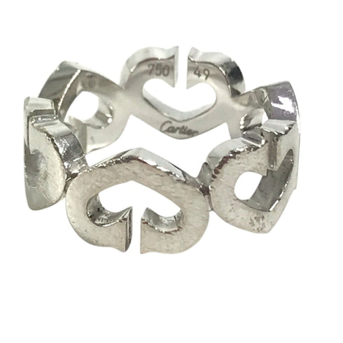 C Heart Ring Sterling Silver and 18K White Gold with Diamonds