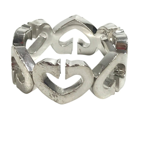 C Heart Ring Sterling Silver and 18K White Gold with Diamonds