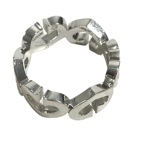 C Heart Ring Sterling Silver and 18K White Gold with Diamonds