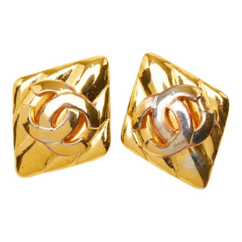 CC Logo Clip-On Earrings Metal Gold-Tone Metal