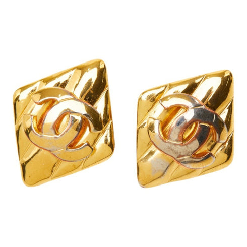 CC Logo Clip-On Earrings Metal Gold-Tone Metal