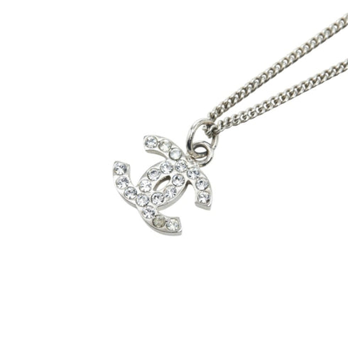 CC Logo Pendant Necklace Silver-Tone Metal