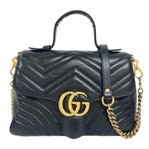 GG Marmont Top Handle Flap Bag Matelasse Leather Small