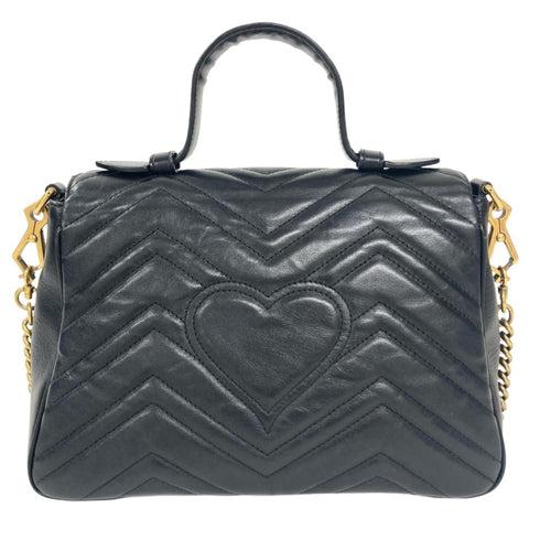 GG Marmont Top Handle Flap Bag Matelasse Leather Small