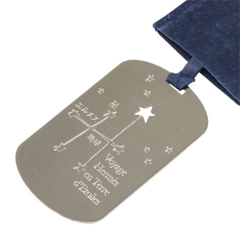Pendant Necklace Leather and Metal Navy Silver