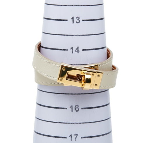 Kelly Double Tour Bracelet Ivory White Leather