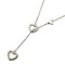 Heart Link Lariat Pendant Necklace Sterling Silver