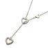 Heart Link Lariat Pendant Necklace Sterling Silver