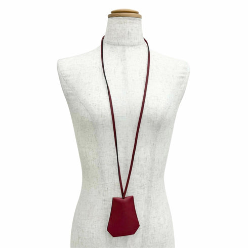 Pendant Necklace Leather Bordeaux Silver Hardware