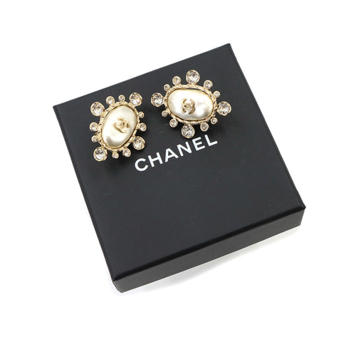 CC Logo Clip-On Earrings Gold-Tone Metal Gold-Tone Metal