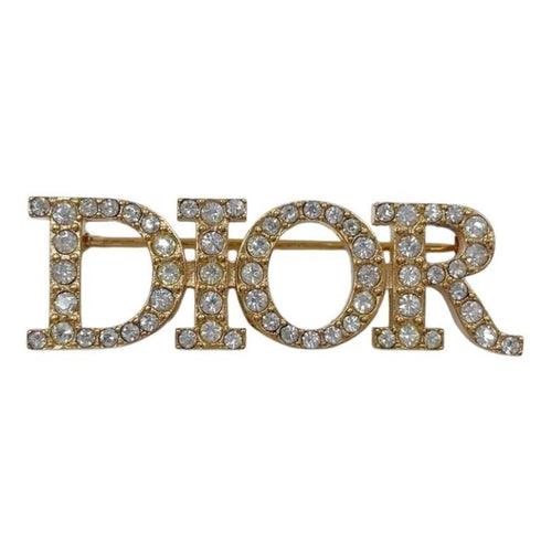 Brooch Gold Metal with Rhinestone