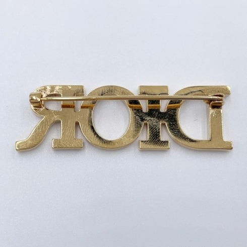 Brooch Gold Metal with Rhinestone