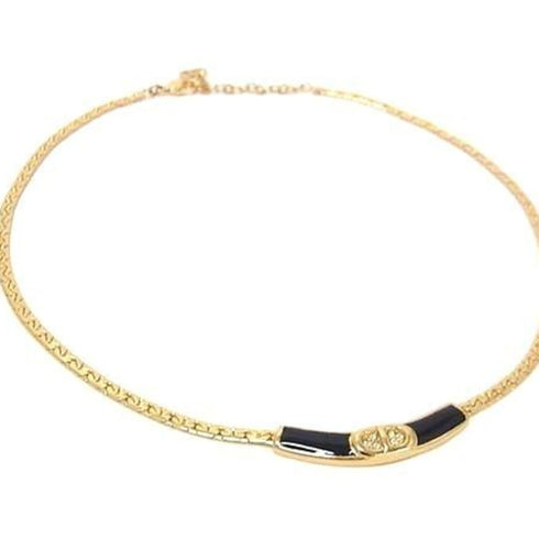 Pendant Necklace Metal Gold with Rhinestones