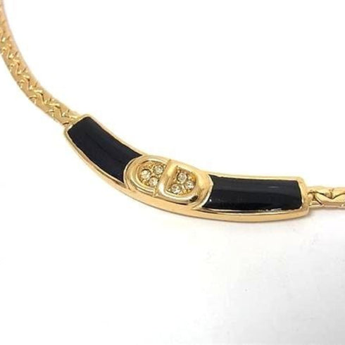 Pendant Necklace Metal Gold with Rhinestones