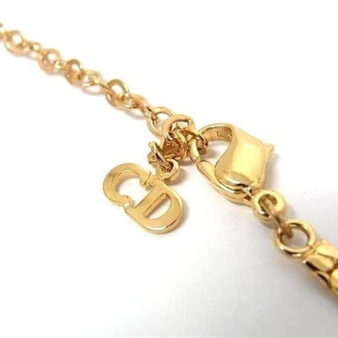 Pendant Necklace Metal Gold with Rhinestones