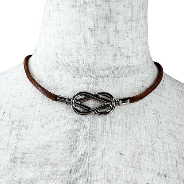 Atame Pendant Necklace Gold and Leather and Metal
