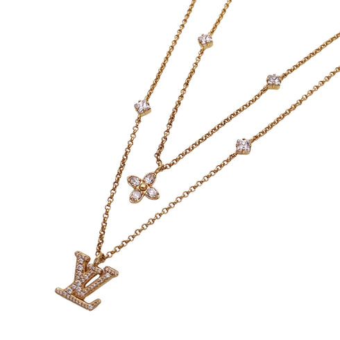 Pendant Necklace Rhinestone Gold