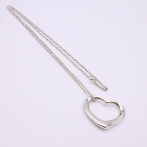 Open Heart Pendant Necklace Sterling Silver 25mm