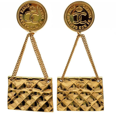 CC Logo Clip-On Earrings Metal Gold-Tone Metal