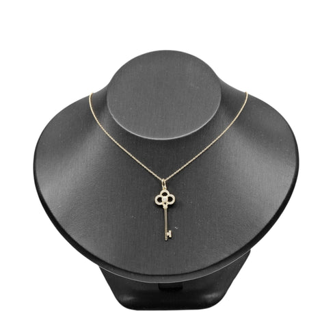 Crown Key Pendant Necklace 18K Yellow Gold
