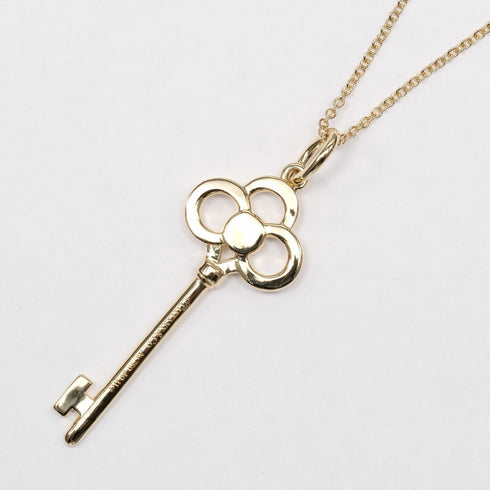 Crown Key Pendant Necklace 18K Yellow Gold