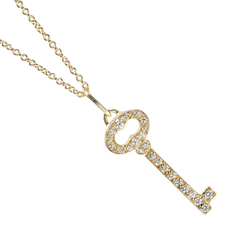 Oval Key Pendant Necklace 18K Yellow Gold With Diamonds