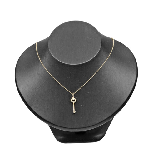 Oval Key Pendant Necklace 18K Yellow Gold With Diamonds