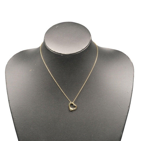 Open Heart Pendant Necklace 18K Yellow Gold 13.5mm