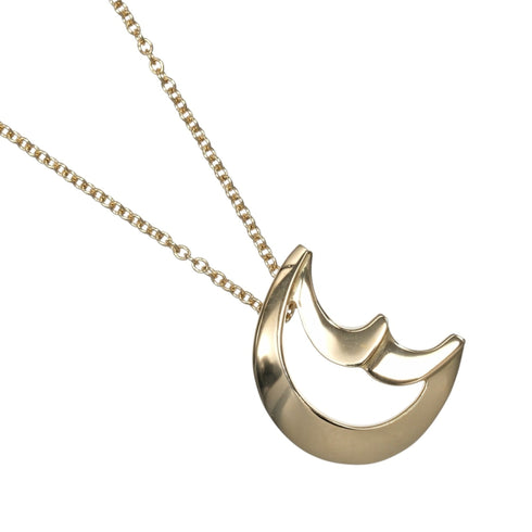 Crescent Moon Pendant Necklace Yellow Gold