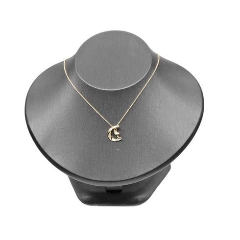 Crescent Moon Pendant Necklace Yellow Gold