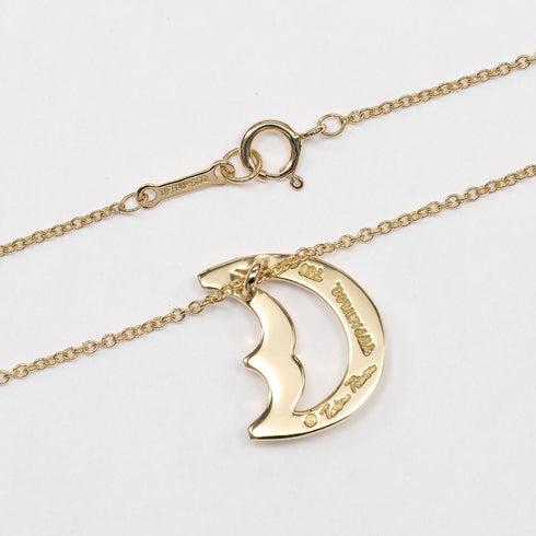 Crescent Moon Pendant Necklace Yellow Gold