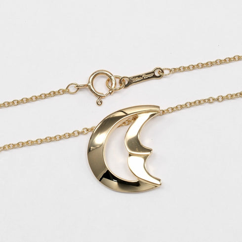 Crescent Moon Pendant Necklace Yellow Gold
