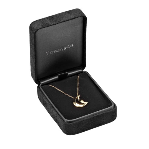 Crescent Moon Pendant Necklace Yellow Gold